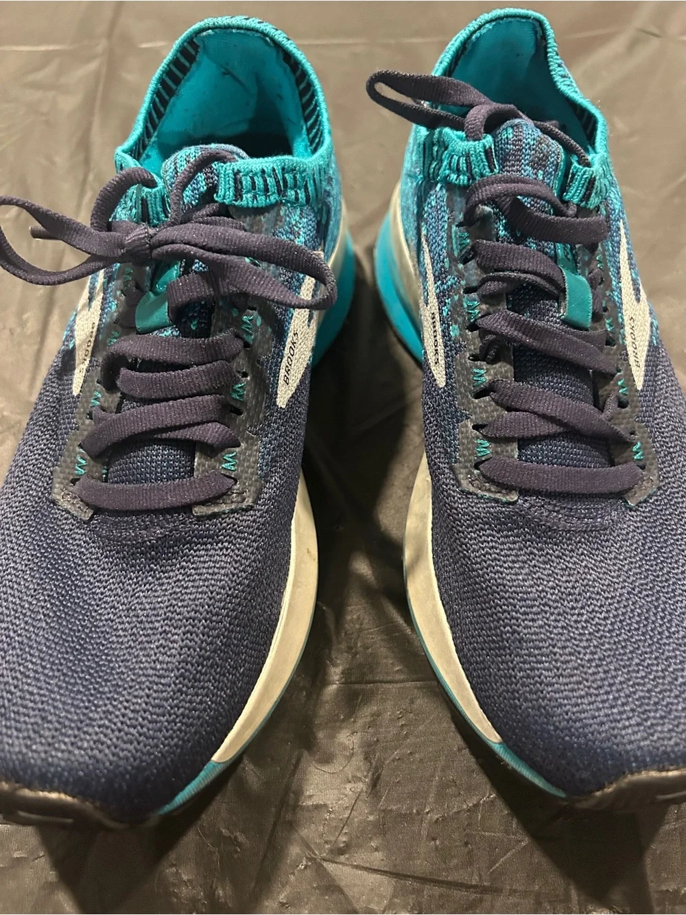 Brooks Navy and Teal Knit Running Sneakers